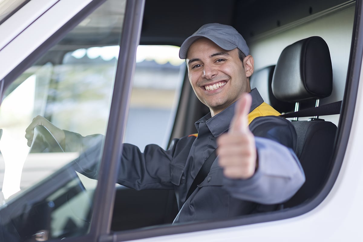 smiling van driver portrait